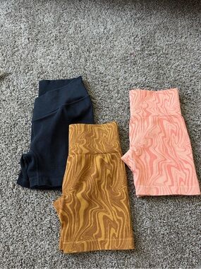 Ribbed Bike Shorts - black, Mustard, and Coral - Multi-Pack